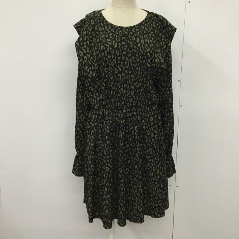 ザラ ZARA ワンピース ひざ丈スカート 4215 402 031 M ヒョウ柄・レオパード柄 黒 / ブラック / X カーキ / カーキ /  レディース USED 古着 中古 10078310