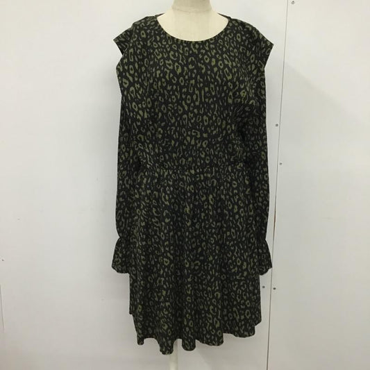 ザラ ZARA ワンピース ひざ丈スカート 4215 402 031 M ヒョウ柄・レオパード柄 黒 / ブラック / X カーキ / カーキ /  レディース USED 古着 中古 10078310