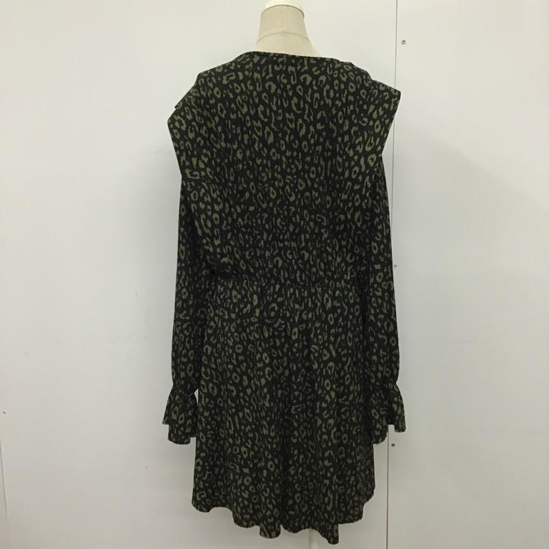 ザラ ZARA ワンピース ひざ丈スカート 4215 402 031 M ヒョウ柄・レオパード柄 黒 / ブラック / X カーキ / カーキ /  レディース USED 古着 中古 10078310