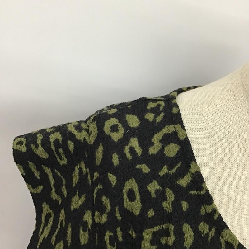 ザラ ZARA ワンピース ひざ丈スカート 4215 402 031 M ヒョウ柄・レオパード柄 黒 / ブラック / X カーキ / カーキ /  レディース USED 古着 中古 10078310