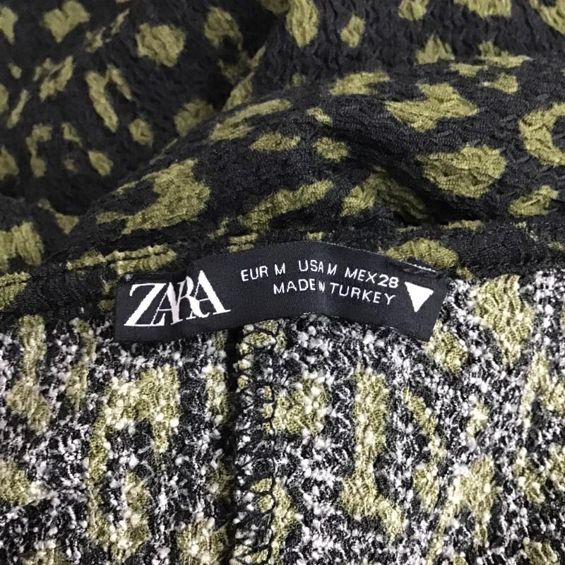 ザラ ZARA ワンピース ひざ丈スカート 4215 402 031 M ヒョウ柄・レオパード柄 黒 / ブラック / X カーキ / カーキ /  レディース USED 古着 中古 10078310