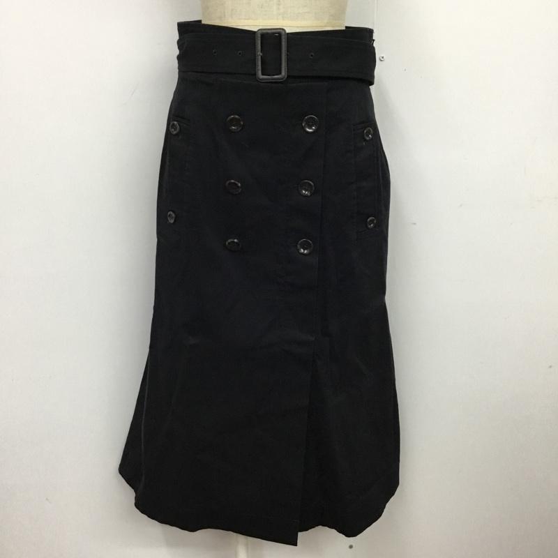 グリーンレーベルリラクシング green label relaxing スカート ひざ丈スカート 3624-199-1554 FM トレンチスカート 38 無地 紺 / ネイビー /  レディース USED 古着 中古 10078825