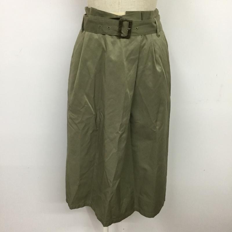 エージーバイアクアガール AGBYAQUAGIRL スカート ひざ丈スカート C12-76014 ベルト付き M 無地 カーキ / カーキ /  レディース USED 古着 中古 10078829