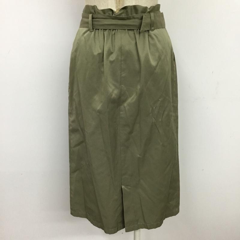 エージーバイアクアガール AGBYAQUAGIRL スカート ひざ丈スカート C12-76014 ベルト付き M 無地 カーキ / カーキ /  レディース USED 古着 中古 10078829