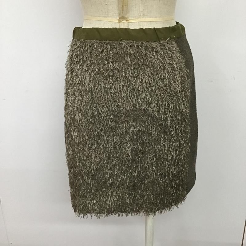 フラワー flower スカート ひざ丈スカート 異素材 無地 ダークブラウン / ダークブラウン / X カーキ / カーキ /  レディース USED 古着 中古 10079148
