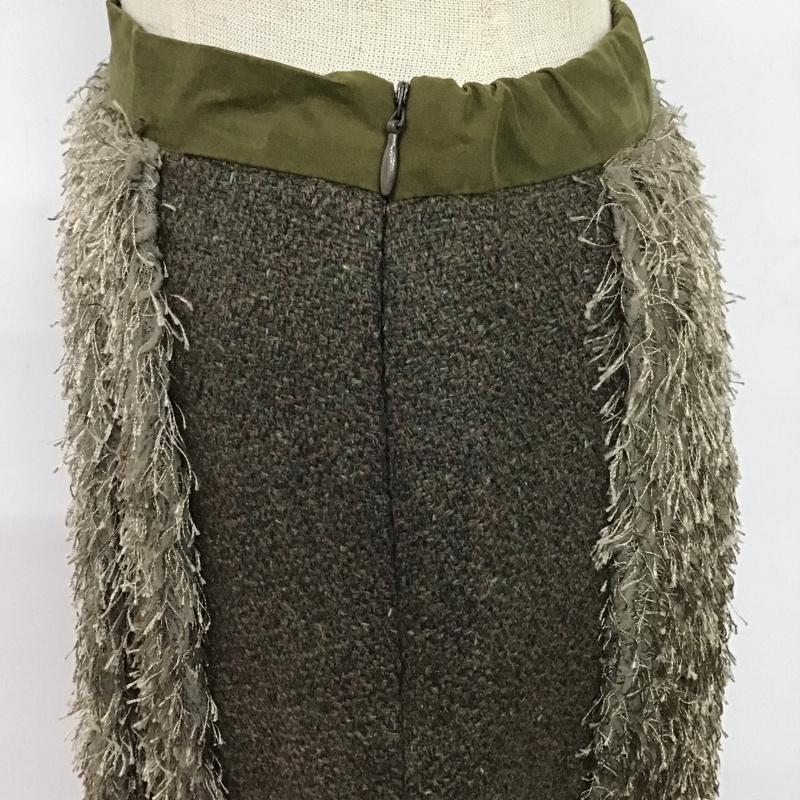 フラワー flower スカート ひざ丈スカート 異素材 無地 ダークブラウン / ダークブラウン / X カーキ / カーキ /  レディース USED 古着 中古 10079148