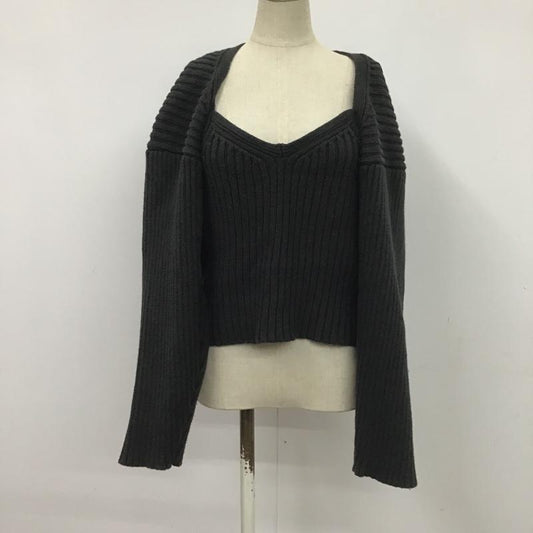 マウジー MOUSSY トップス トップス 010FSS70-1070 リブニット ボレロ キャミソール セット FREE 無地 黒 / ブラック /  レディース USED 古着 中古 10079266