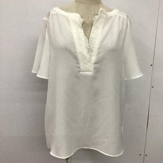 ナチュラルビューティーベーシック NATURAL BEAUTY BASIC カットソー 半袖 017-8210631 レース M 無地 白 / ホワイト /  レディース USED 古着 中古 10079414