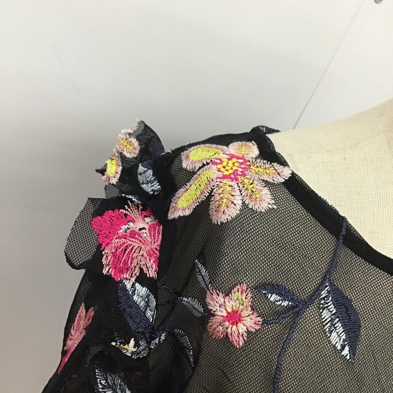 ザラベーシック ZARA BASIC カットソー 七分袖 M 刺繍 マルチカラー / マルチカラー /  レディース USED 古着 中古 10080493