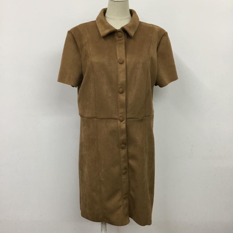 ザラ ZARA ワンピース ひざ丈スカート M 無地 茶 / ブラウン /  レディース USED 古着 中古 10080760