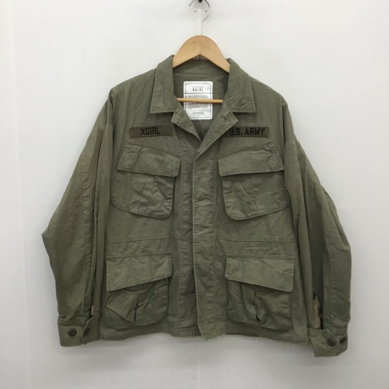 エックスガール X-girl ジャケット、上着 フライトジャケット ファティーグ　ミリタリー　USED加工 1 ロゴ、文字 カーキ / カーキ /  レディース USED 古着 中古 10080847