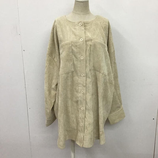 ダブルクローゼット w closet シャツ、ブラウス 長袖 80305005 ノーカラー コーデュロイ M 無地 アイボリー / アイボリー /  レディース USED 古着 中古 10080915