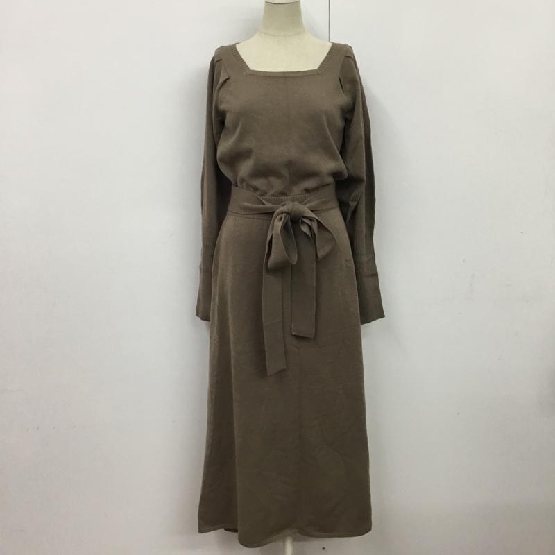 アズールバイマウジー AZUL BY MOUSSY ワンピース ロングスカート 250EAC73-509I SQUARE NECK KNIT ONEPIECE S 無地 ベージュ / ベージュ /  レディース USED 古着 中古 10081873