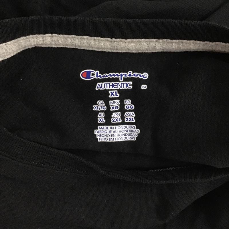 チャンピオン Champion カットソー 長袖 AUTHENTIC XL ワンポイント 黒 / ブラック /  メンズ USED 古着 中古 10081890