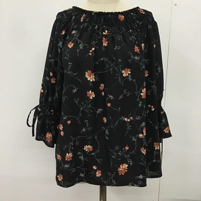 ヘザー Heather カットソー 半袖 HE065258TO FREE 花柄 黒 / ブラック /  レディース USED 古着 中古 10081920