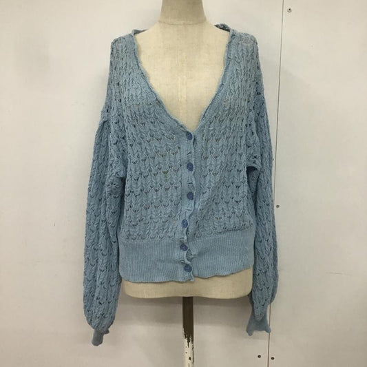 マウジー MOUSSY カーディガン 長袖 010DSW70-0620 SCALLOP SHORT カーディガン FREE 無地 水色 / ライトブルー /  レディース USED 古着 中古 10082047