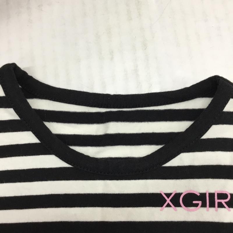 エックスガール X-girl ワンピース ミニスカート 14153906 キッズ 90cm 2T first stage ボーダー 90cm ロゴ、文字 黒 / ブラック / X 白 / ホワイト /  ガールズ USED 古着 中古 10082387