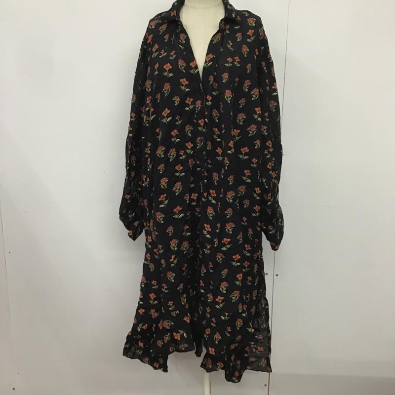 ザラウーマン ZARA WOMAN ワンピース ひざ丈スカート 2903 040 800 サイドスリット S 花柄 黒 / ブラック /  レディース USED 古着 中古 10082429