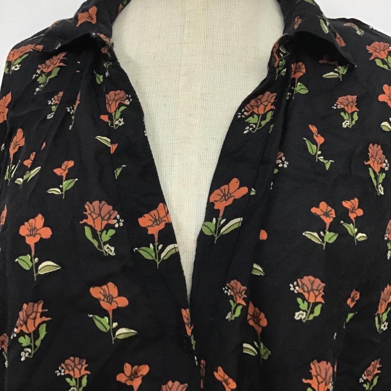 ザラウーマン ZARA WOMAN ワンピース ひざ丈スカート 2903 040 800 サイドスリット S 花柄 黒 / ブラック /  レディース USED 古着 中古 10082429