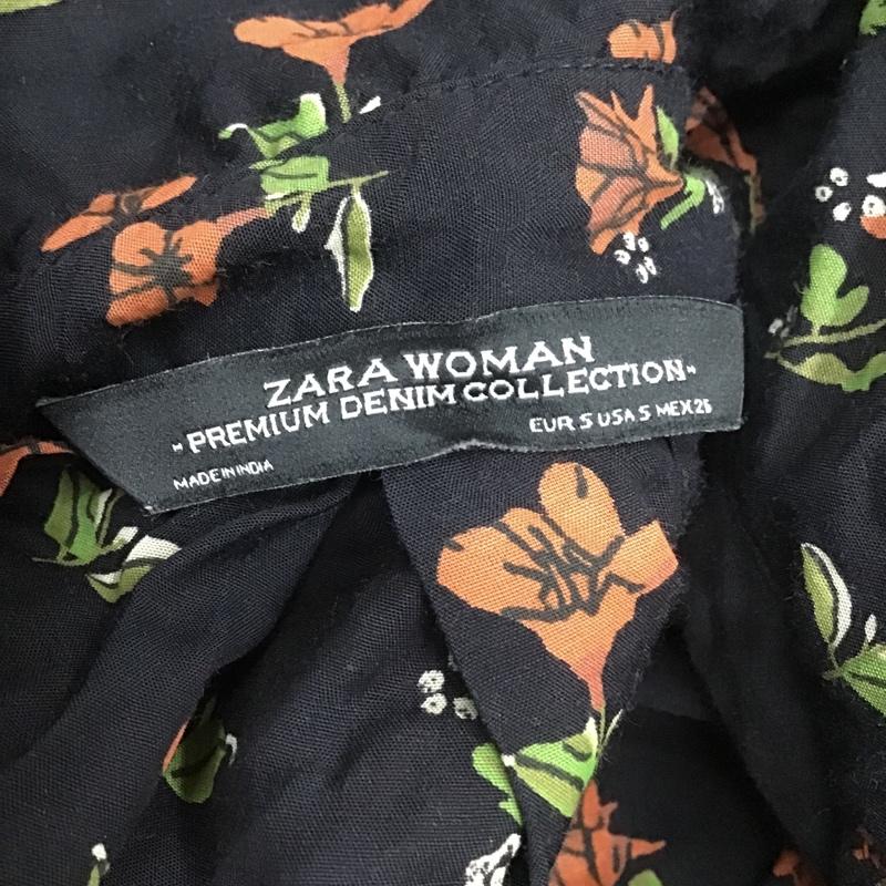 ザラウーマン ZARA WOMAN ワンピース ひざ丈スカート 2903 040 800 サイドスリット S 花柄 黒 / ブラック /  レディース USED 古着 中古 10082429