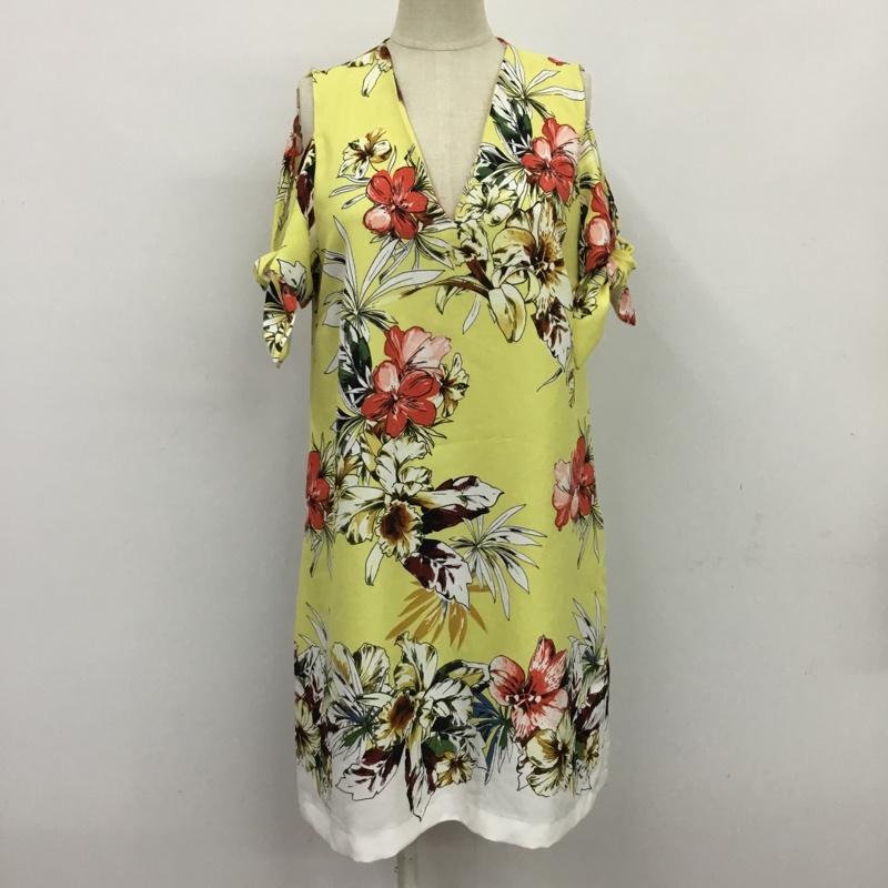 ザラベーシック ZARA BASIC ワンピース ひざ丈スカート 2988 191 330 オープンショルダー XS 花柄 黄 / イエロー /  レディース USED 古着 中古 10082529