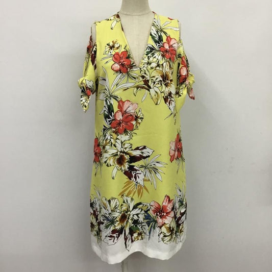 ザラベーシック ZARA BASIC ワンピース ひざ丈スカート 2988 191 330 オープンショルダー XS 花柄 黄 / イエロー /  レディース USED 古着 中古 10082529