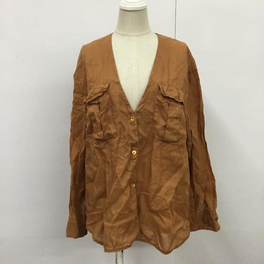 マカフィー MACPHEE シャツ、ブラウス 長袖 12-01-62-01403 リネン ノーカラー 36 無地 茶 / ブラウン /  レディース USED 古着 中古 10082539