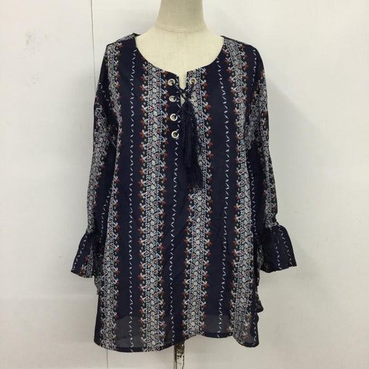 アングリッド Ungrid シャツ、ブラウス 七分袖 FREE 総柄 紺 / ネイビー /  レディース USED 古着 中古 10082607