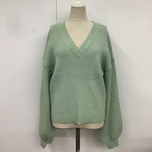エモダ EMODA ニット、セーター 長袖 041762631701 V NECK PUFF KNIT FREE 無地 薄緑 / ライトグリーン /  レディース USED 古着 中古 10082792