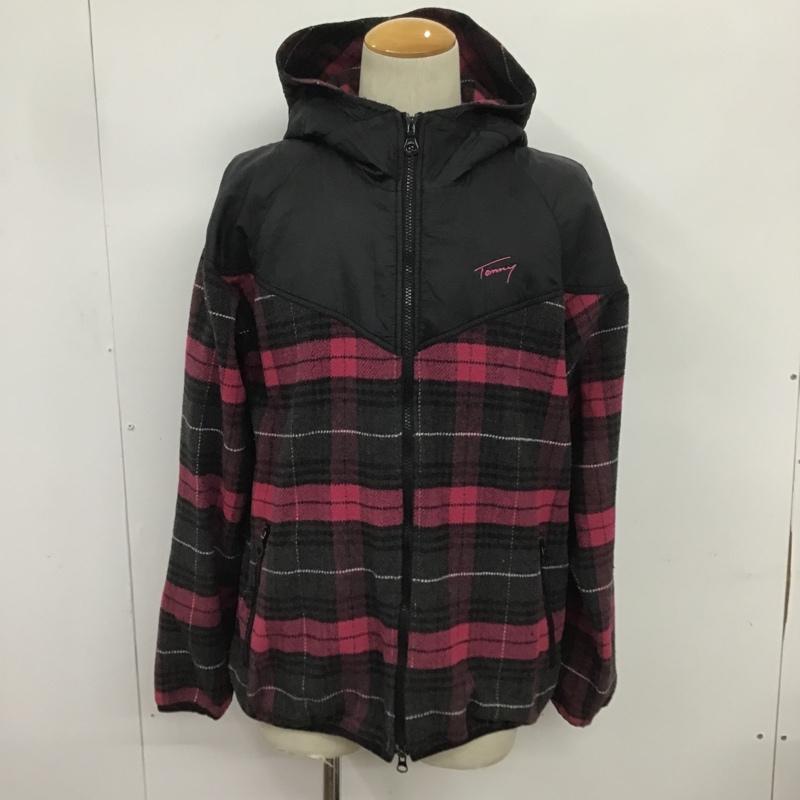 トミー TOMMY ジャケット、上着 ジャケット、ブレザー フリースジャケット チェック XL ロゴ、文字 黒 / ブラック / X 桃 / ピンク /  メンズ USED 古着 中古 10082901
