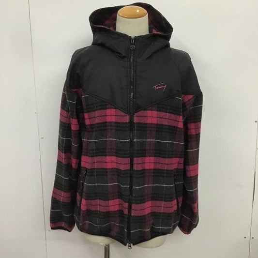 トミー TOMMY ジャケット、上着 ジャケット、ブレザー フリースジャケット チェック XL ロゴ、文字 黒 / ブラック / X 桃 / ピンク /  メンズ USED 古着 中古 10082901