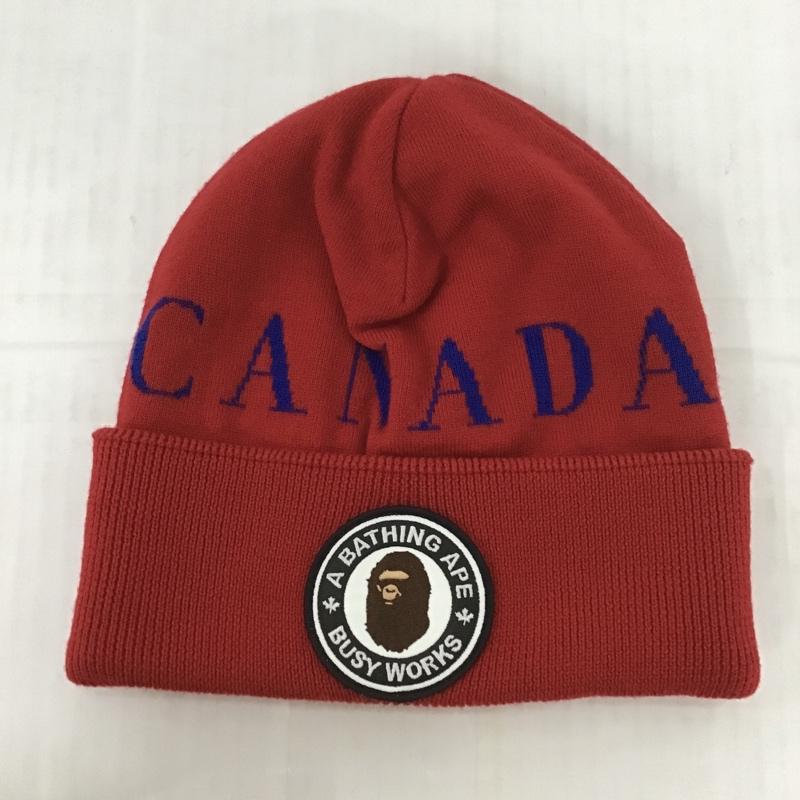 アベイシングエイプ A BATHING APE 帽子 ニット帽 CANADA GOOSE CONCEPTS ロゴ、文字 赤 / レッド /  メンズ USED 古着 中古 10082980