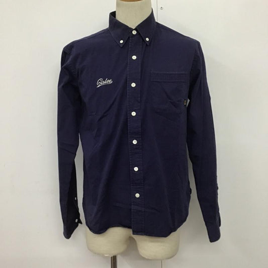 キャリー CALEE シャツ、ブラウス 長袖 ボタンダウンシャツ L 無地 紺 / ネイビー /  メンズ USED 古着 中古 10083134