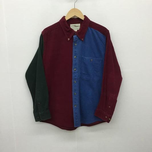 エルエルビーン L.L.Bean シャツ、ブラウス 長袖 00s クレイジー パターン コーデュロイ XL 緑 / グリーン / X えんじ / ワインレッド / X 青 / ブルー /  メンズ USED 古着 中古 10083175