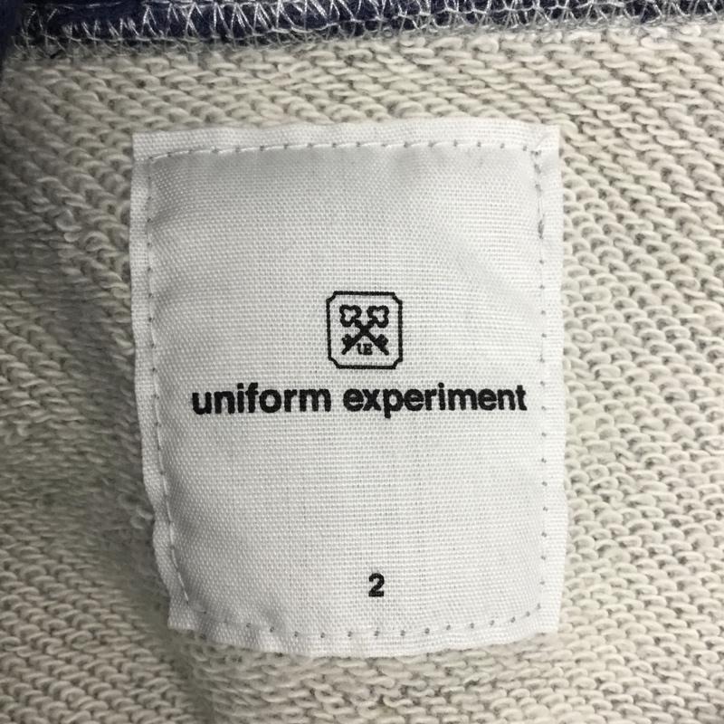 ユニフォームエクスペリメント uniform experiment パーカー 長袖 2IN1 LAYERED PARKA UE-180060 2 ロゴ、文字 灰 / グレー / X 紺 / ネイビー /  メンズ USED 古着 中古 10083373