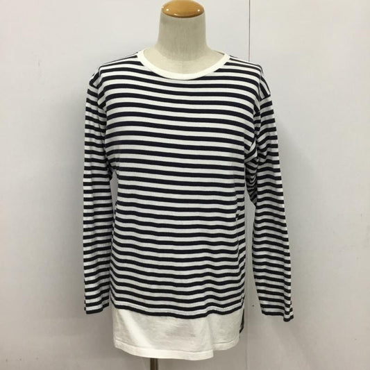 ユニフォームエクスペリメント uniform experiment Tシャツ 長袖 UE-180065 FAKE LAYERED HEM LOGO BORDER TEE 2 ボーダー柄 白 / ホワイト / X 紺 / ネイビー /  メンズ USED 古着 中古 10083376