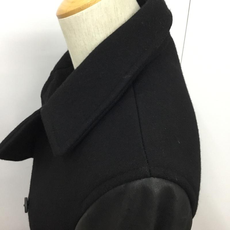 サージェントサルート SERGEANT SALUTE コート ピーコート 袖レザー 牛革 48 無地 黒 / ブラック /  メンズ USED 古着 中古 10083418