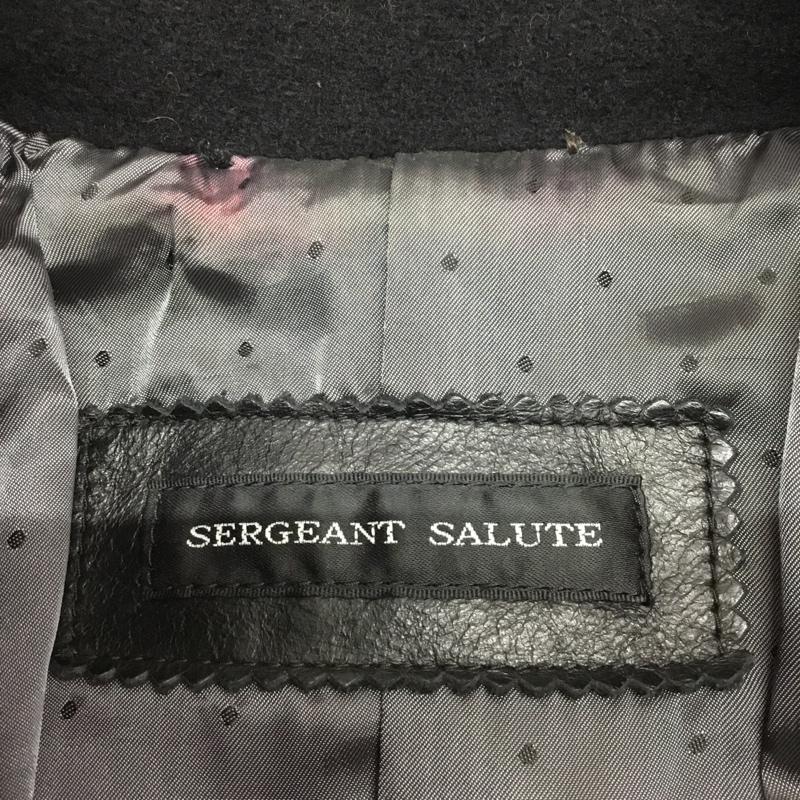サージェントサルート SERGEANT SALUTE コート ピーコート 袖レザー 牛革 48 無地 黒 / ブラック /  メンズ USED 古着 中古 10083418