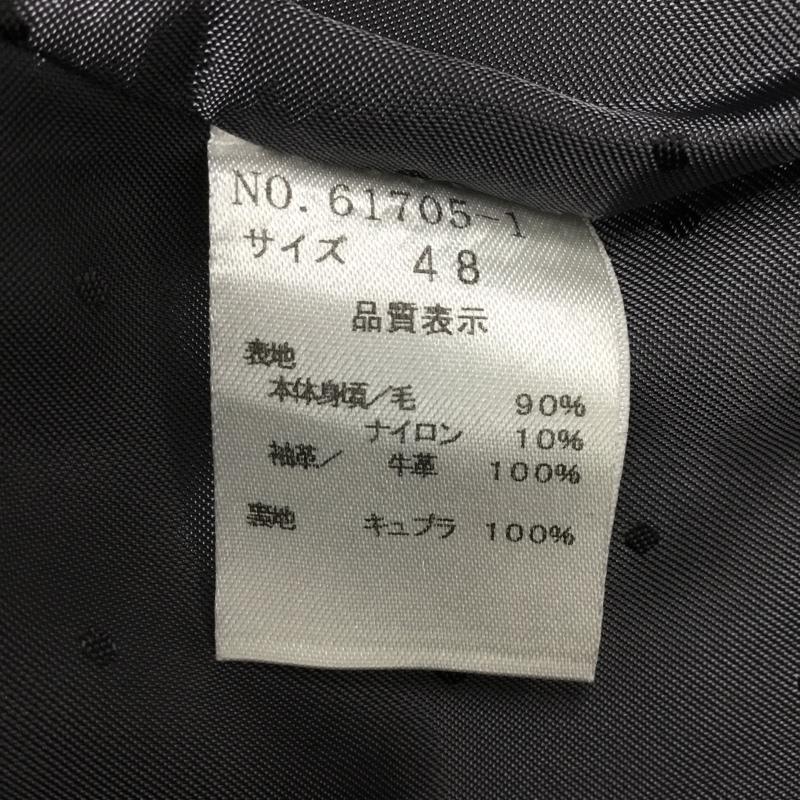 サージェントサルート SERGEANT SALUTE コート ピーコート 袖レザー 牛革 48 無地 黒 / ブラック /  メンズ USED 古着 中古 10083418