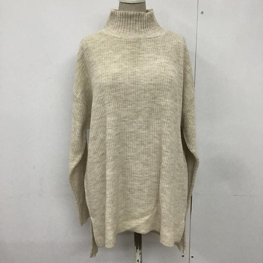 クロコダイル CROCODILE ニット、セーター 長袖 サイドスリット ハイネック M 無地 ベージュ / ベージュ /  レディース USED 古着 中古 10083640