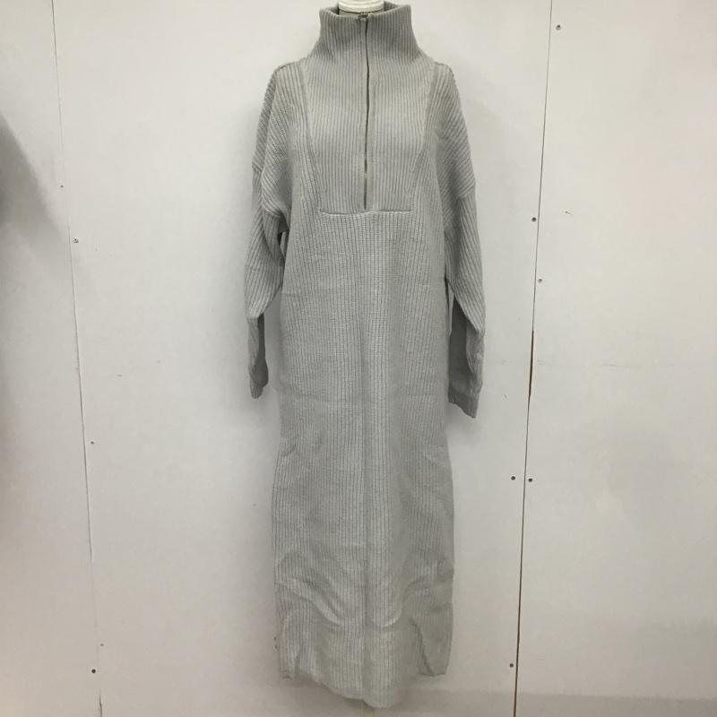 ローリーズファーム LOWRYS FARM ワンピース ロングスカート LF721008TS ハーフジップ ニットワンピース FREE 無地 灰 / グレー /  レディース USED 古着 中古 10083697