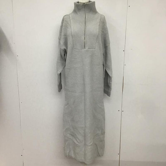 ローリーズファーム LOWRYS FARM ワンピース ロングスカート LF721008TS ハーフジップ ニットワンピース FREE 無地 灰 / グレー /  レディース USED 古着 中古 10083697