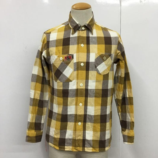 キャッツポウ CAT'S PAW シャツ、ブラウス 長袖 S チェック 白 / ホワイト / X 茶 / ブラウン / X マスタード / マスタード /  メンズ USED 古着 中古 10084441
