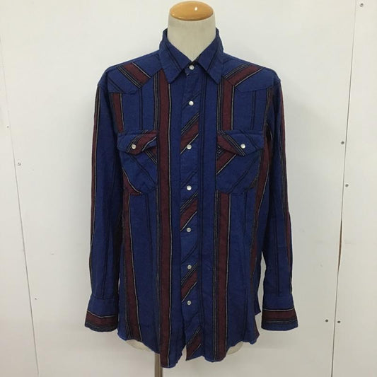 ラングラー Wrangler シャツ、ブラウス 長袖 ウエスタンシャツ ストライプ 黒 / ブラック / X 青 / ブルー / X えんじ / ワインレッド /  メンズ USED 古着 中古 10084650
