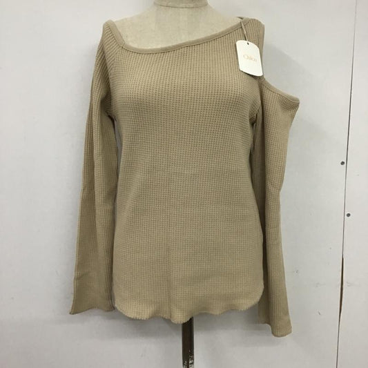 フーズフーチコ who's who Chico カットソー 長袖 CHZ1001106A0003 ワンショルワッフル肩アキTOPS タグ付き FREE 無地 ベージュ / ベージュ /  レディース USED 古着 中古 10084696
