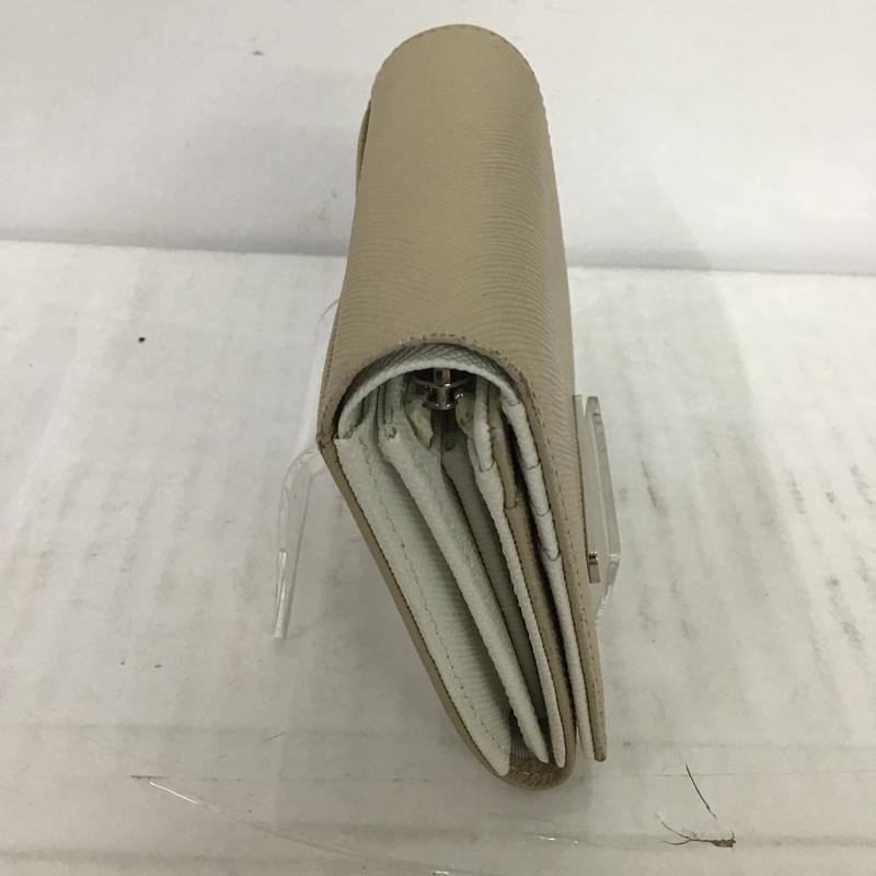 アニエス・ベー agnes b. 財布 二つ折り H303-VLE4 牛革 箱有 ロゴ、文字 ベージュ / ベージュ / X 白 / ホワイト /  レディース USED 古着 中古 10084849