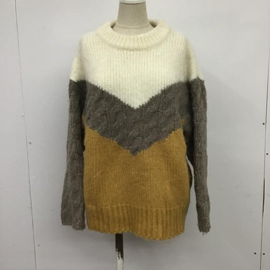ザラ ZARA ニット、セーター 長袖 9598 184 330 カラーブロックセーター M 無地 アイボリー / アイボリー / X 茶 / ブラウン / X マスタード / マスタード /  レディース USED 古着 中古 10084936