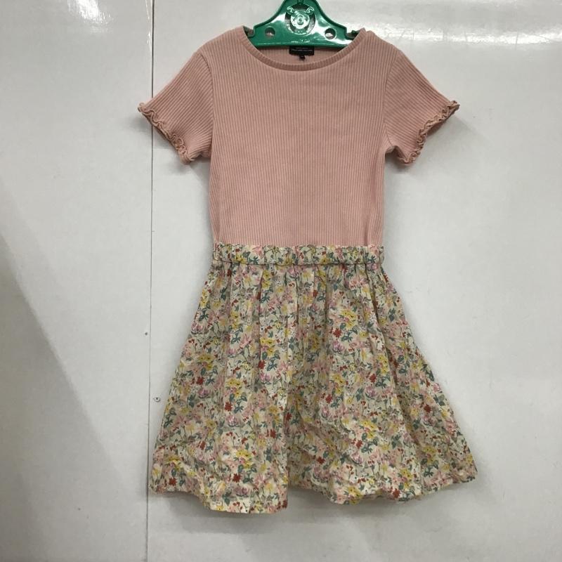 グリーンレーベルリラクシング green label relaxing ワンピース ひざ丈スカート 130cm 無地 X 花柄 マルチカラー / マルチカラー /  ガールズ USED 古着 中古 10084970