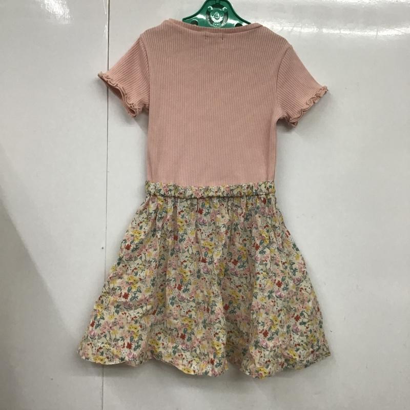 グリーンレーベルリラクシング green label relaxing ワンピース ひざ丈スカート 130cm 無地 X 花柄 マルチカラー / マルチカラー /  ガールズ USED 古着 中古 10084970