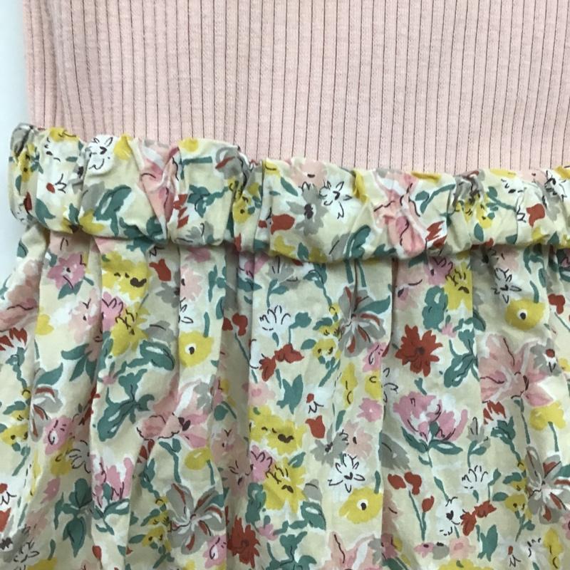 グリーンレーベルリラクシング green label relaxing ワンピース ひざ丈スカート 130cm 無地 X 花柄 マルチカラー / マルチカラー /  ガールズ USED 古着 中古 10084970